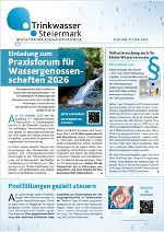 Screenshot eines Newsletters zum Thema Wasserversorgung in der Steiermark. Titel: "Neue Kooperationsmöglichkeiten in Weststeiermark".