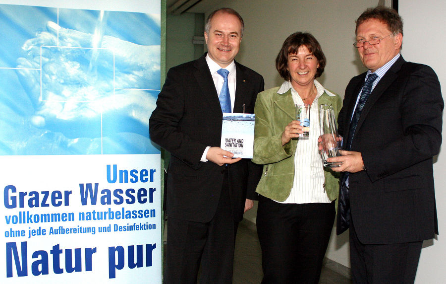 Pressekonferenz Weltwassertag v.l. LR Johann Seitinger, StR. Mag. Eva-Maria Fluch, VDIr. DI Wolfgang Malik