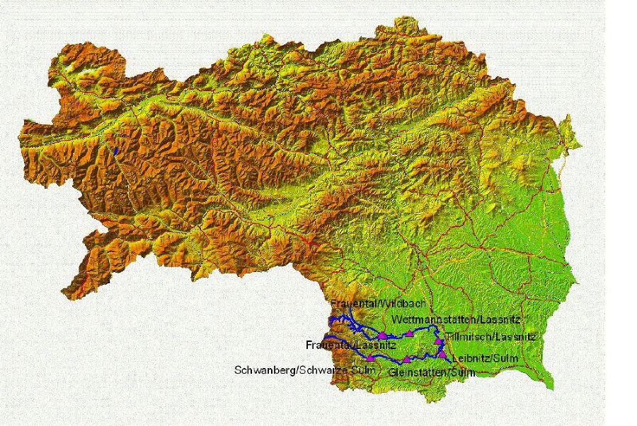 Vom Hochwasser betroffene Pegel und Gewässer