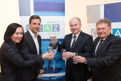 Landesschulratspräsidentin Meixner, Landesrat Seitinger, Bürgermeister Nagl und Holding-Graz Vorstandsvorsitzender Malik bei der „Weltwassertag Pressekonferenz“