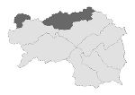 Übersichtskarte mit den 8 Prognoseregionen der Steiermark. Die Prognoseregion Nordstau ist grau hinterlegt.