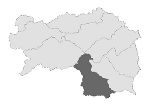 Übersichtskarte mit den 8 Prognoseregionen der Steiermark. Die Prognoseregion Weststeiermark ist grau hinterlegt.