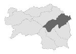 Übersichtskarte mit den 8 Prognoseregionen der Steiermark. Die Prognoseregion Randgebirge ist grau hinterlegt.